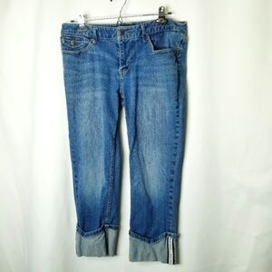 Banana Republic Capris Blue Denim Cropped Jean's Vintage Y2K cuffed 8‎ Reg EUC